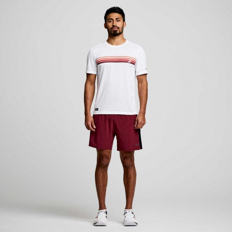 White Saucony Stopwatch Graphic Short Sleeve Men's T-Shirt | ISRAEL SIHKBJ