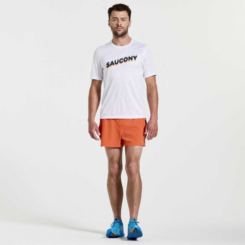 White Saucony Stopwatch Graphic Short Sleeve Men's T-Shirt | ISRAEL LKZDMG