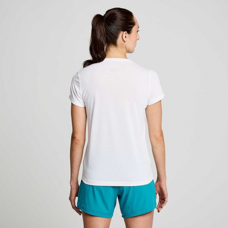 White Saucony Stopwatch Graphic Short Sleeve Women's T-Shirt | ISRAEL XJPDSB