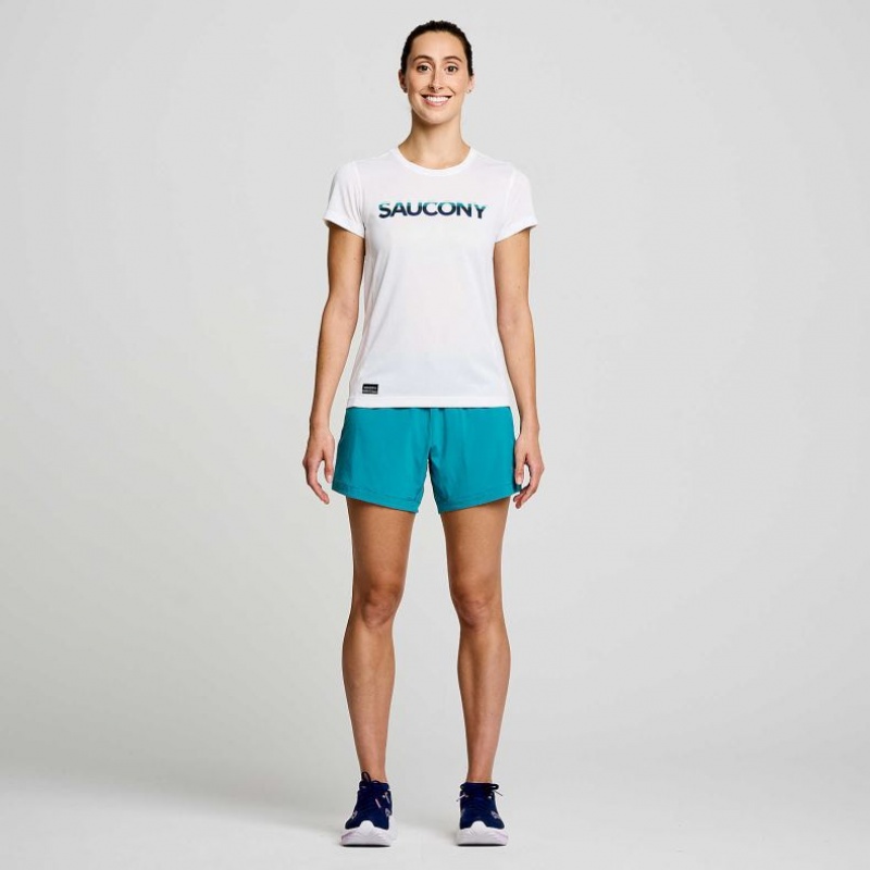 White Saucony Stopwatch Graphic Short Sleeve Women's T-Shirt | ISRAEL XJPDSB