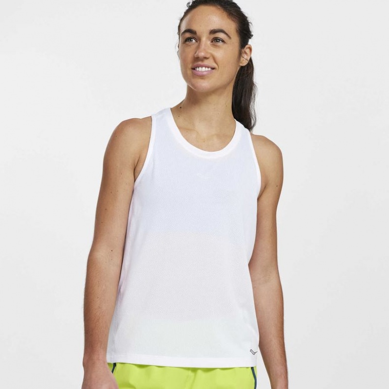 White Saucony Stopwatch Women\'s Singlet | ISRAEL SWCBEU