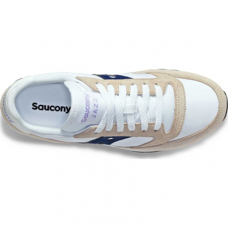 White / Beige / Navy Saucony Jazz Original Women's Sneakers | ISRAEL UVOZWQ