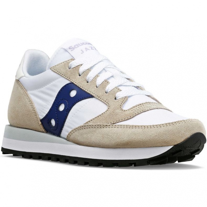 White / Beige / Navy Saucony Jazz Original Women's Sneakers | ISRAEL UVOZWQ