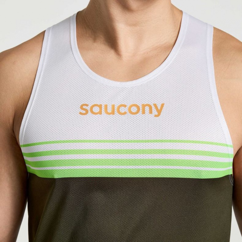 White / Black Saucony Elite Men's Singlet | ISRAEL HGYNML