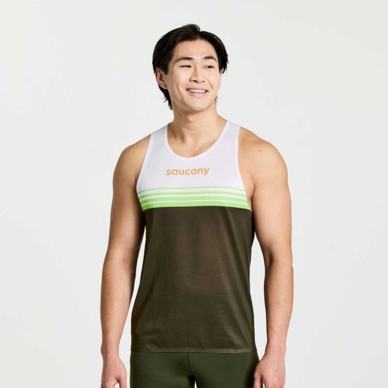 White / Black Saucony Elite Men\'s Singlet | ISRAEL HGYNML