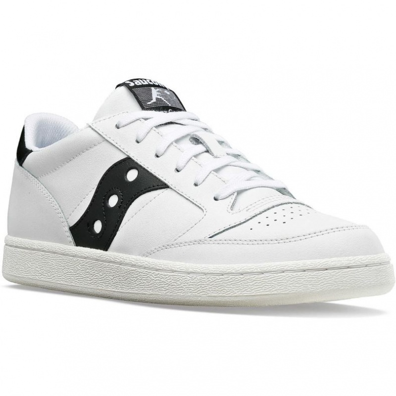 White / Black Saucony Jazz Court PU Men's Sneakers | ISRAEL HXJZSO