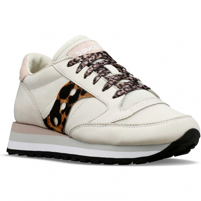 White / Leopard Saucony Jazz Triple Women's Sneakers | ISRAEL TDXPSH