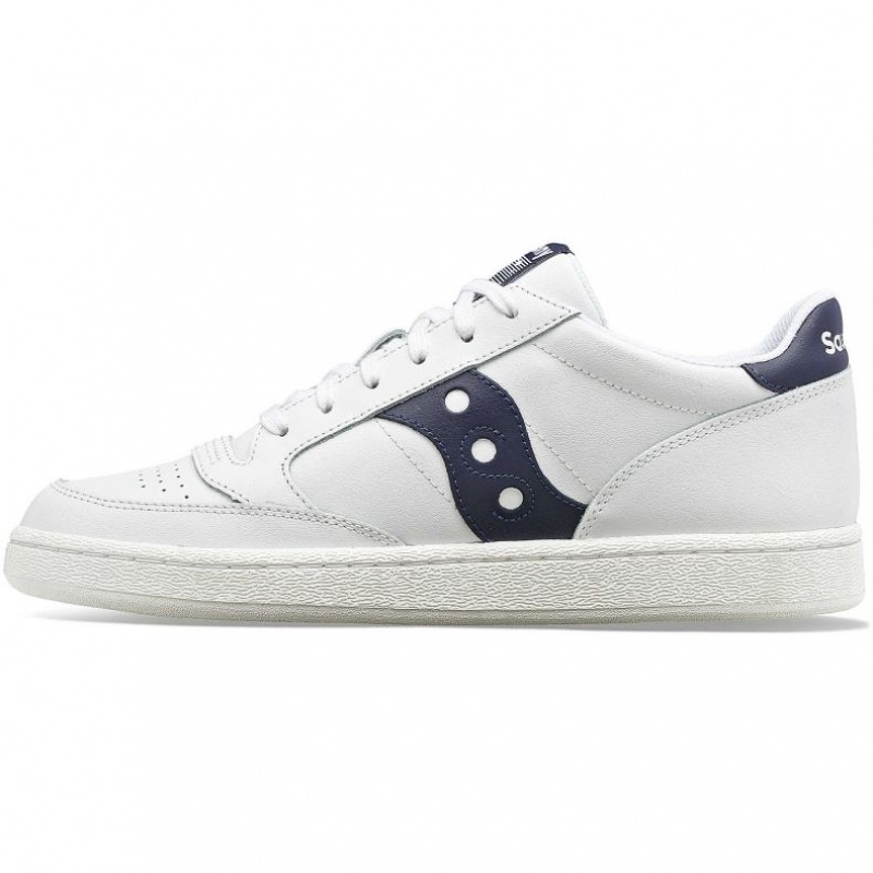 White / Navy Saucony Jazz Court PU Men's Sneakers | ISRAEL IMASYV