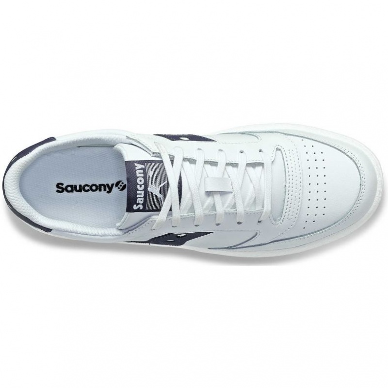 White / Navy Saucony Jazz Court PU Men's Sneakers | ISRAEL IMASYV