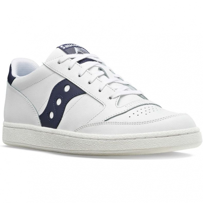 White / Navy Saucony Jazz Court PU Men's Sneakers | ISRAEL IMASYV