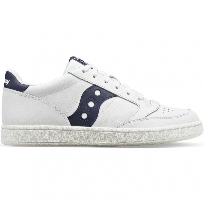 White / Navy Saucony Jazz Court PU Men\'s Sneakers | ISRAEL IMASYV