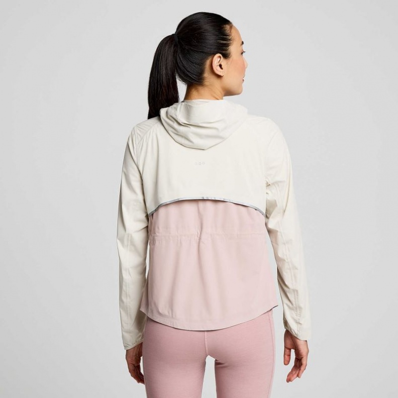 White / Pink Saucony Runshield Women's Jacket | ISRAEL AOVRBD