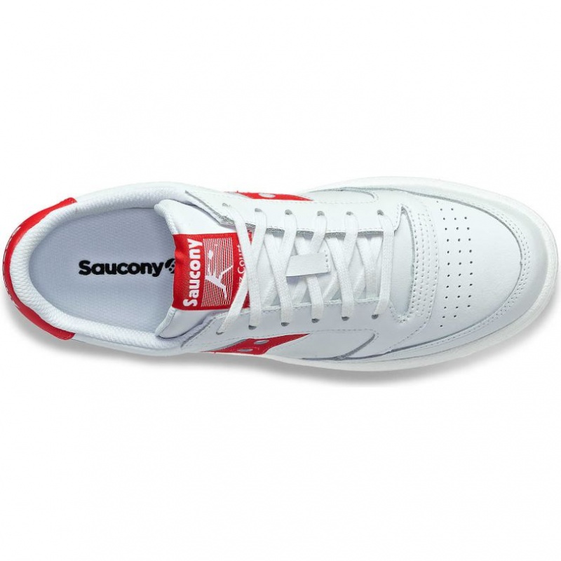 White / Red Saucony Jazz Court PU Men's Sneakers | ISRAEL LJZGXT