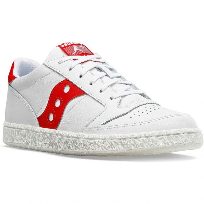 White / Red Saucony Jazz Court PU Men's Sneakers | ISRAEL LJZGXT