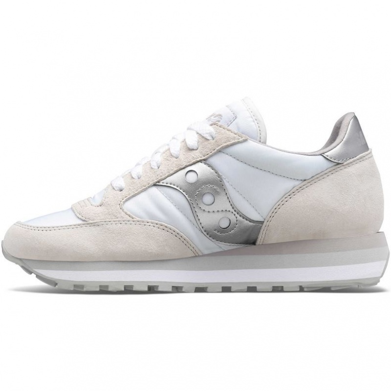 White / Silver Saucony Jazz Triple Women's Sneakers | ISRAEL UEMIAF