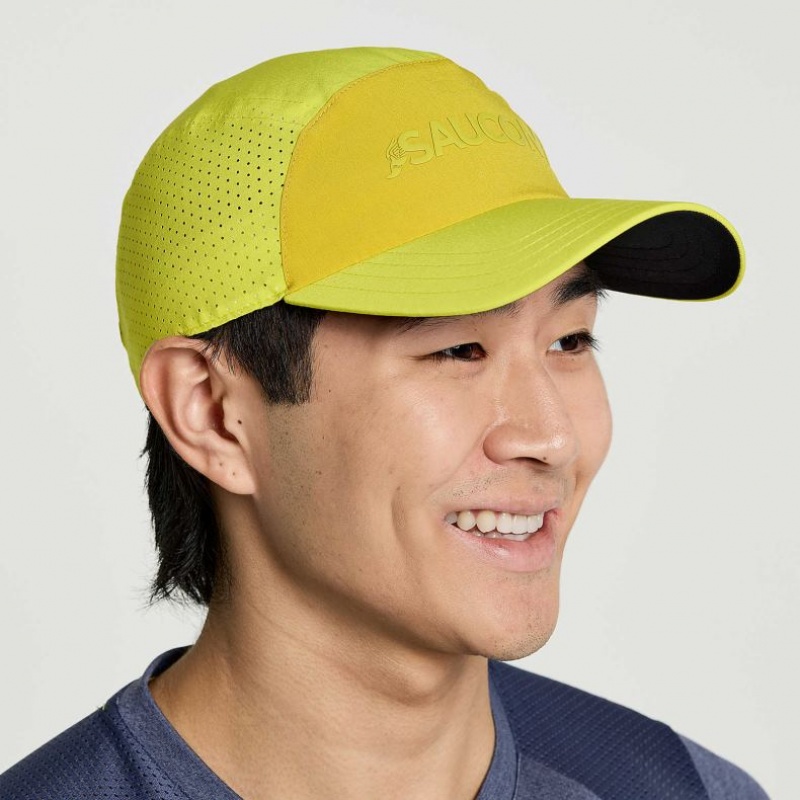 Yellow Saucony Outpace Men\'s Hat | ISRAEL HRPNYB