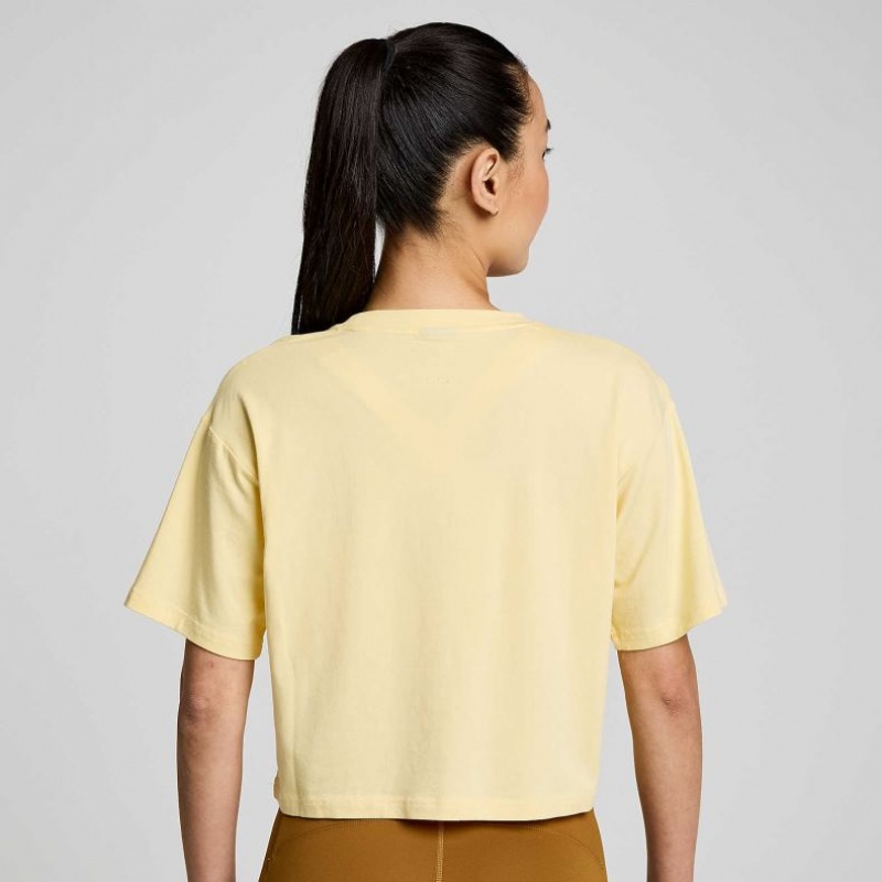 Yellow Saucony Recovery Boxy Women's T-Shirt | ISRAEL IEQZGM