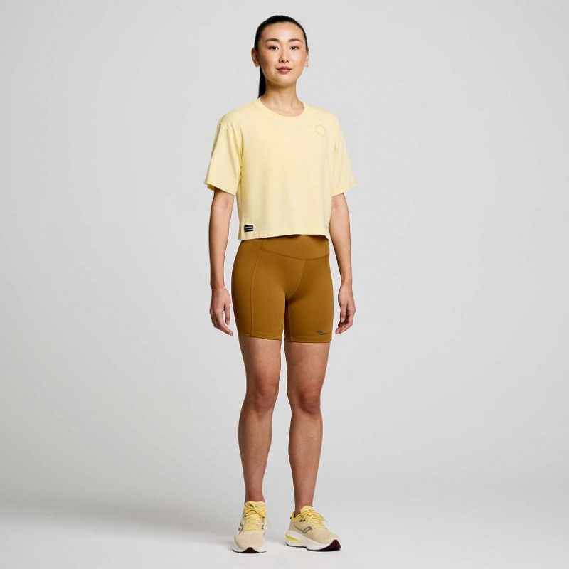 Yellow Saucony Recovery Boxy Women's T-Shirt | ISRAEL IEQZGM