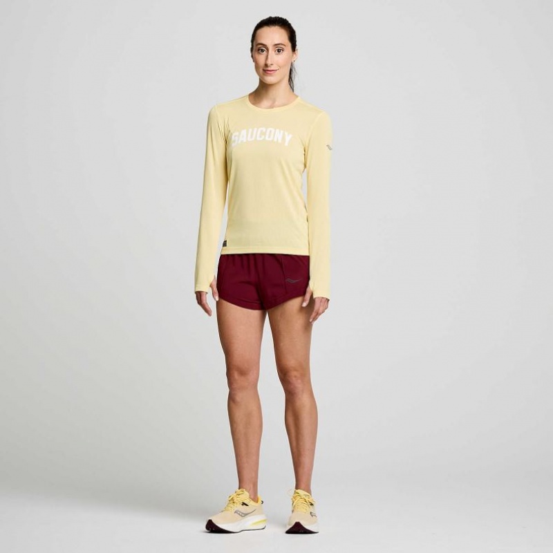 Yellow Saucony Stopwatch Graphic Long Sleeve Women's T-Shirt | ISRAEL WRLZBT